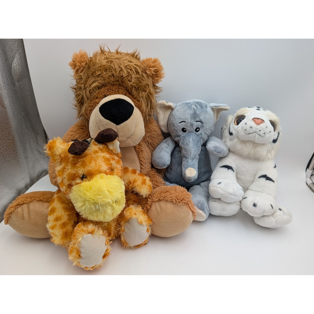Best Made Toys Plush Animal Lot Lion Elephant Giraffe White Tiger Jungle Zoo